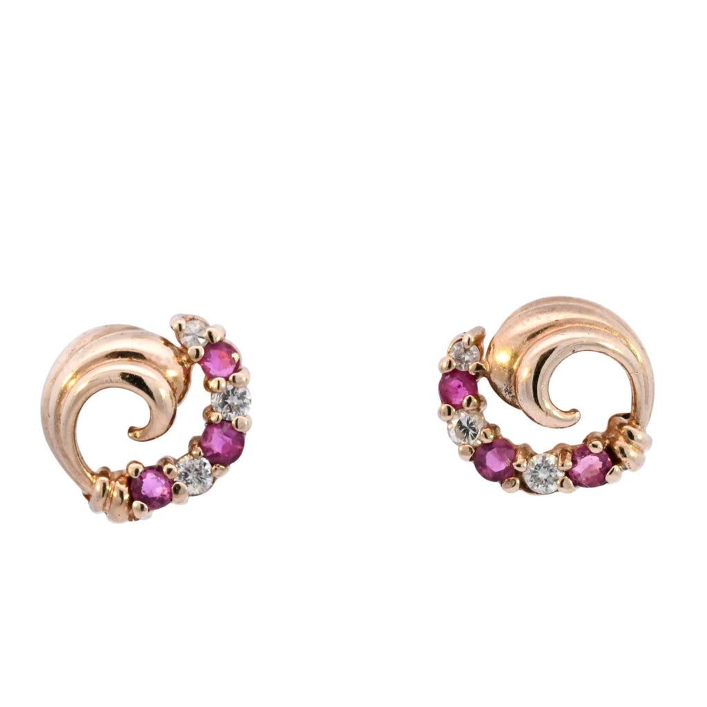 9ct Yellow Gold Ruby & Diamond Studs