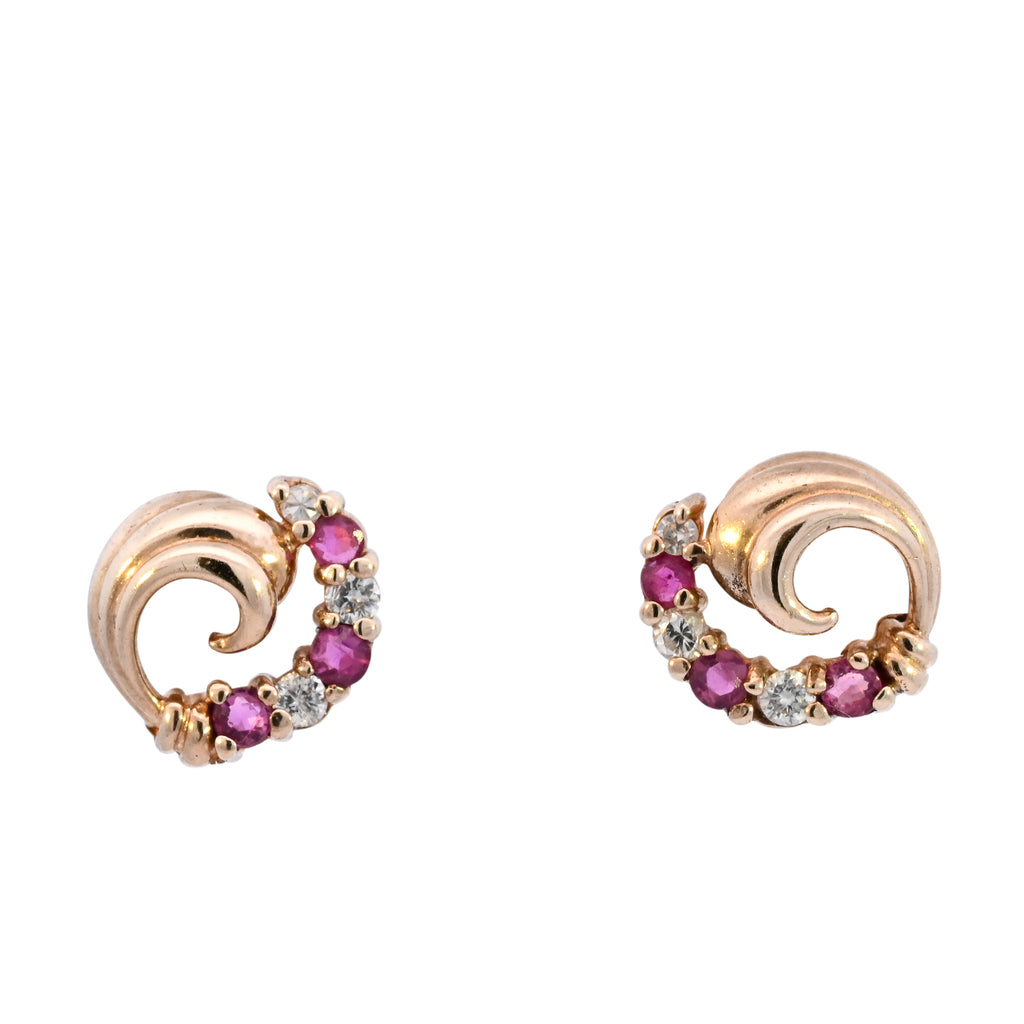 9ct Yellow Gold Ruby & Diamond Studs (SH24-113)