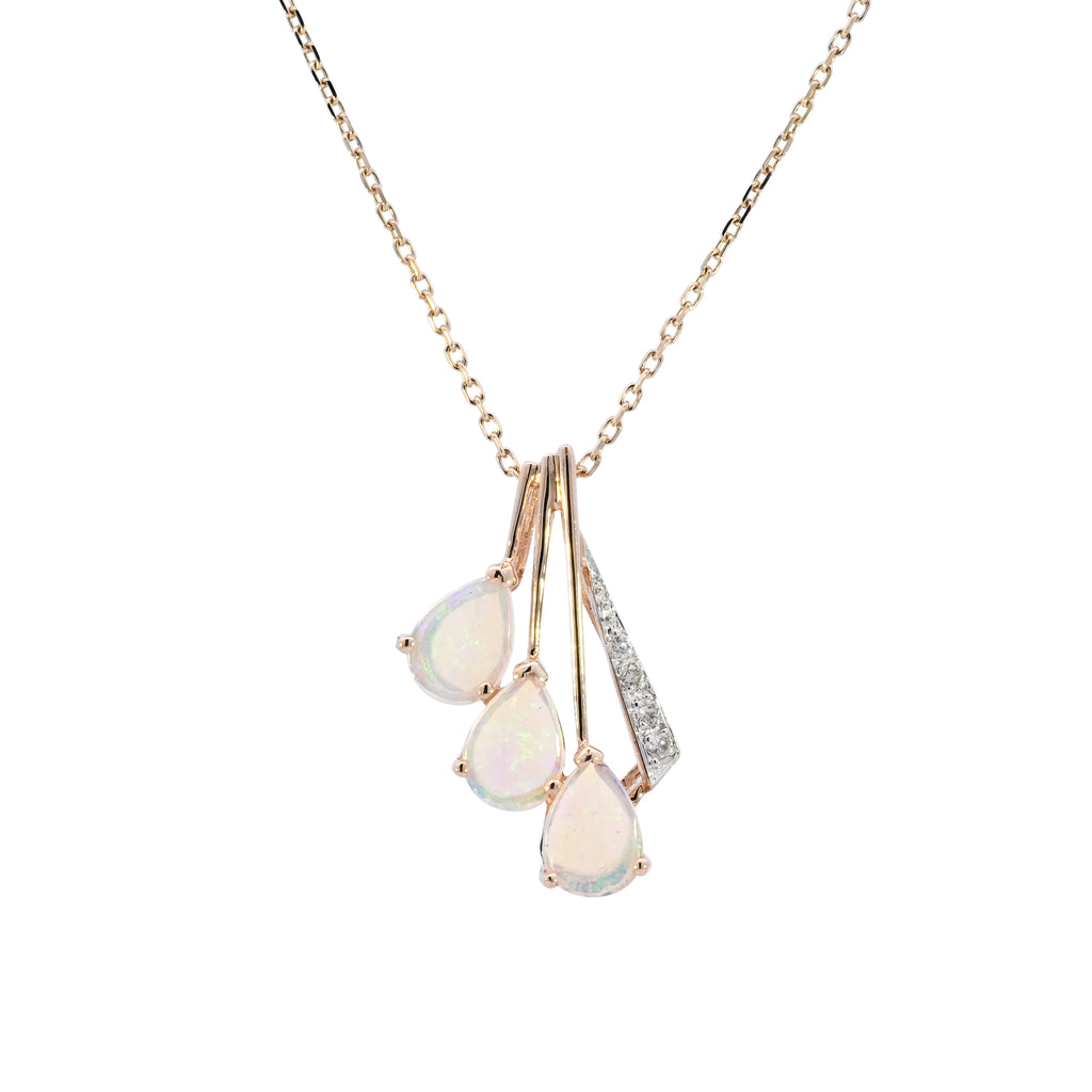 9ct Yellow Gold Opal Doublet & Diamond Necklace (SH24-125)