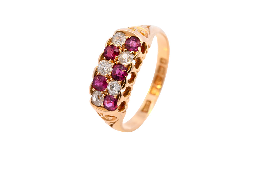 Antique 18ct Gold Birmingham 1900 Ruby & Diamond Ring (SHP3895)