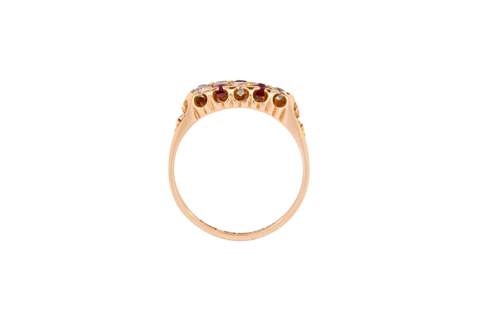 Antique 18ct Gold Birmingham 1900 Ruby & Diamond Ring (SHP3895)
