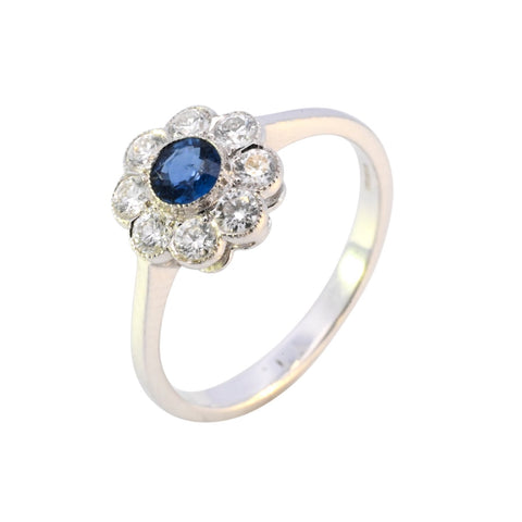 18ct White Gold 0.36ct Sapphire & Diamond Ring