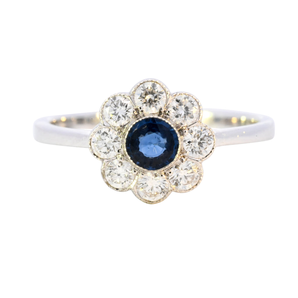 18ct White Gold 0.36ct Sapphire & Diamond Ring