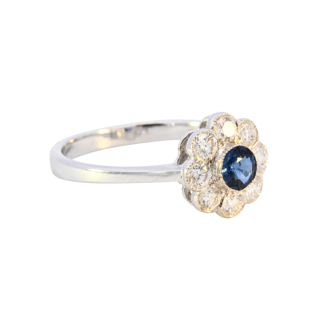 18ct White Gold 0.36ct Sapphire & Diamond Ring