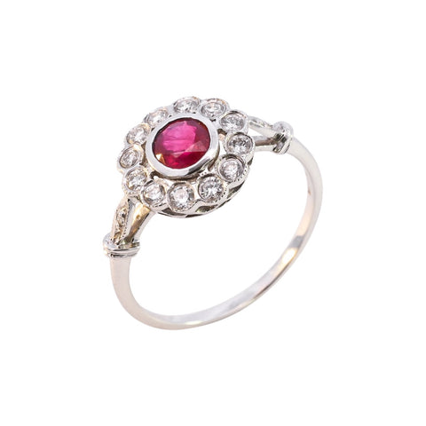 18ct White Gold 0.52ct Ruby & Diamond Cluster Ring