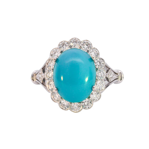 18ct White Gold 4.39ct Turquoise & Diamond Ring