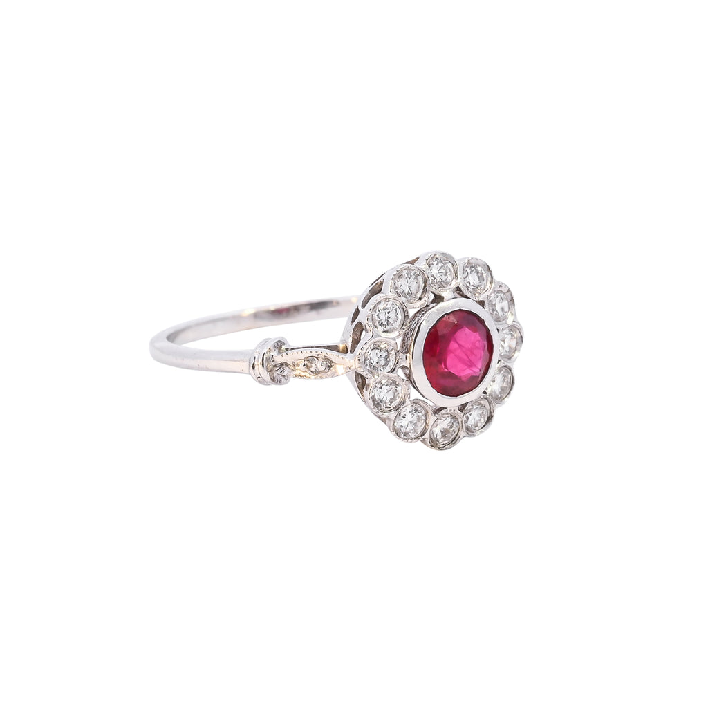 18ct White Gold 0.52ct Ruby & Diamond Cluster Ring