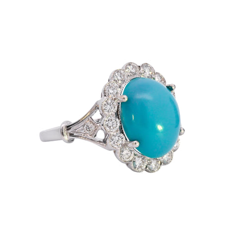 18ct White Gold 4.39ct Turquoise & Diamond Ring