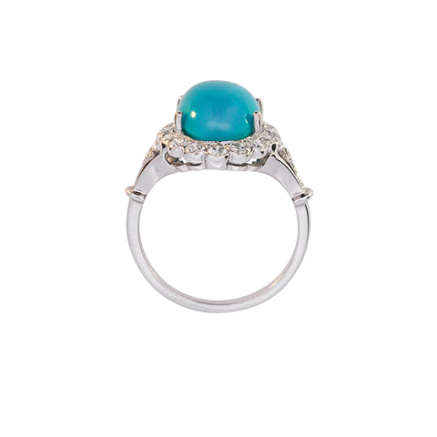 18ct White Gold 4.39ct Turquoise & Diamond Ring