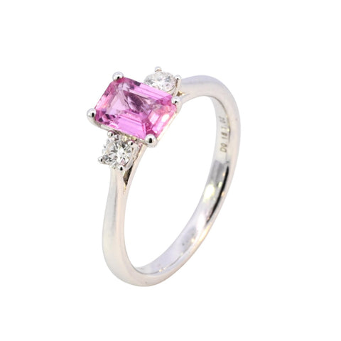 18ct White Gold 1.02ct Pink Sapphire & Diamond Ring