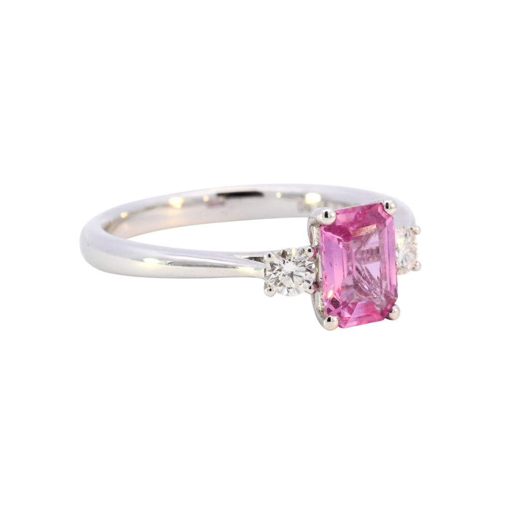 18ct White Gold 1.02ct Pink Sapphire & Diamond Ring