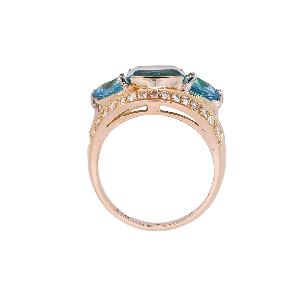 750 Gold Blue Topaz & Diamond Ring