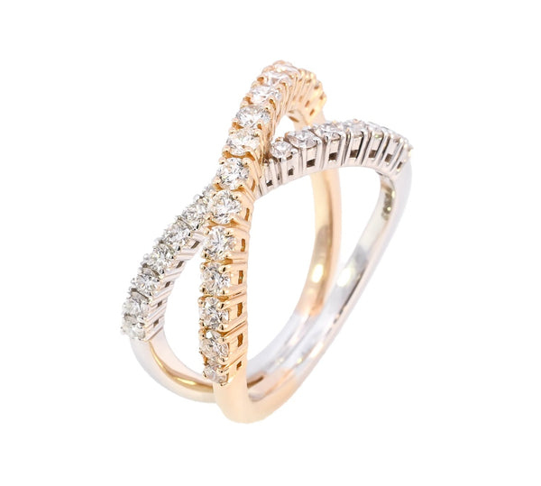 18ct Two Tone 0.96ct Diamond Crossover Ring