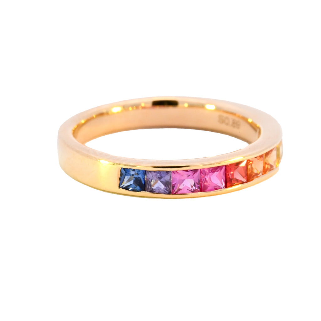 18ct Yellow Gold Multi Sapphire Half Eternity