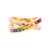 18ct Yellow Gold Multi Sapphire & Diamond Ring