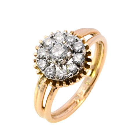 18ct Yellow Gold 0.45ct Diamond Cluster Ring