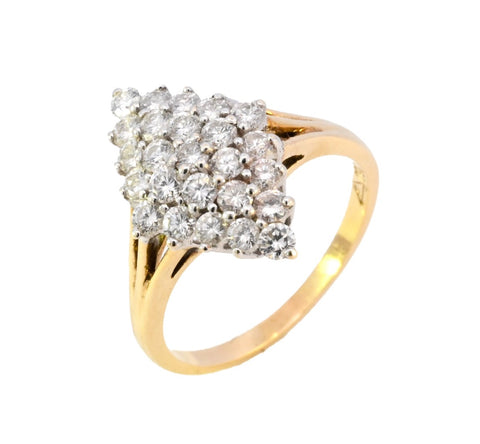 18ct Yellow Gold 1.00ct Diamond Cluster Ring