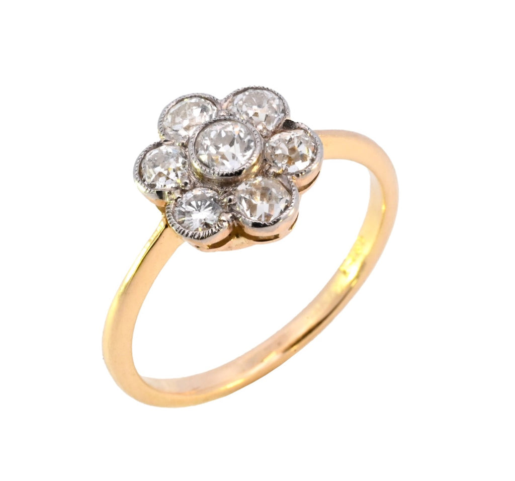 18ct Yellow Gold 0.85ct Diamond Daisy Cluster Ring