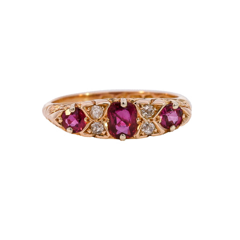 Antique 18ct Gold Chester 1912 Ruby & Diamond Ring
