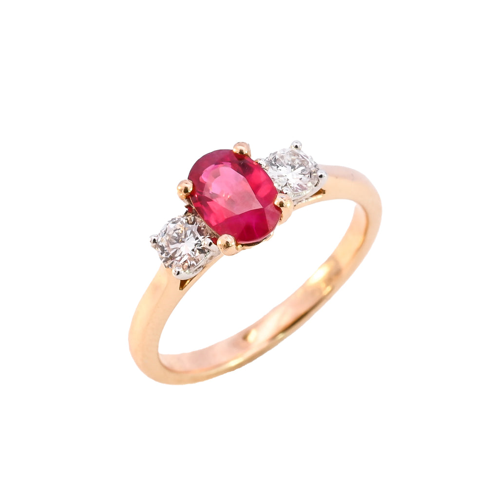 18ct Yellow Gold Ruby & Diamond Ring