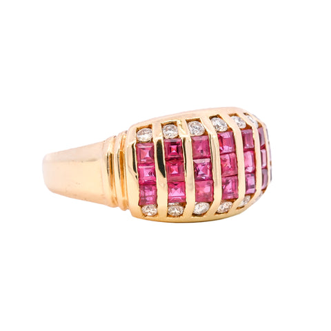 18ct Yellow Gold Ruby & Diamond Ring