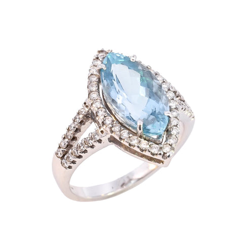 18ct White Gold 3.42ct Aquamarine & Diamond Ring