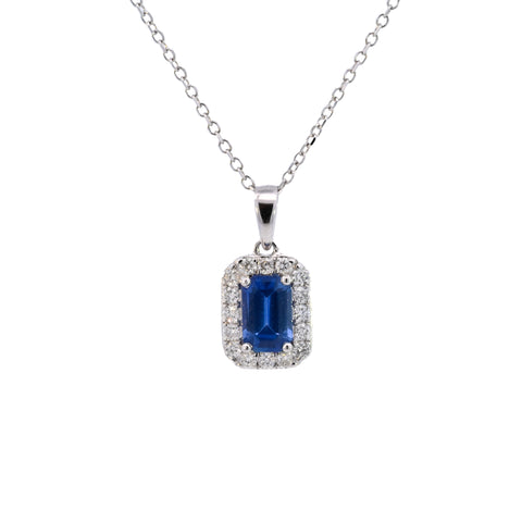 18ct White Gold 0.65ct Sapphire & Diamond Necklace