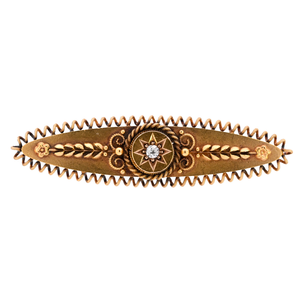 Antique 15ct Gold Chester 1887 Diamond Brooch