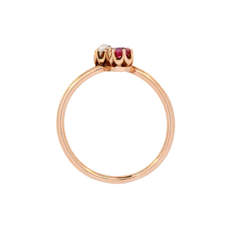 Antique Gold Ruby & Rose Cut Diamond Ring